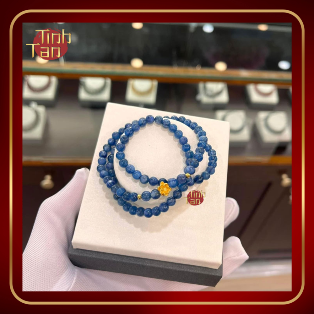 Vòng Tay Đá Kyanite mix Sen 24k