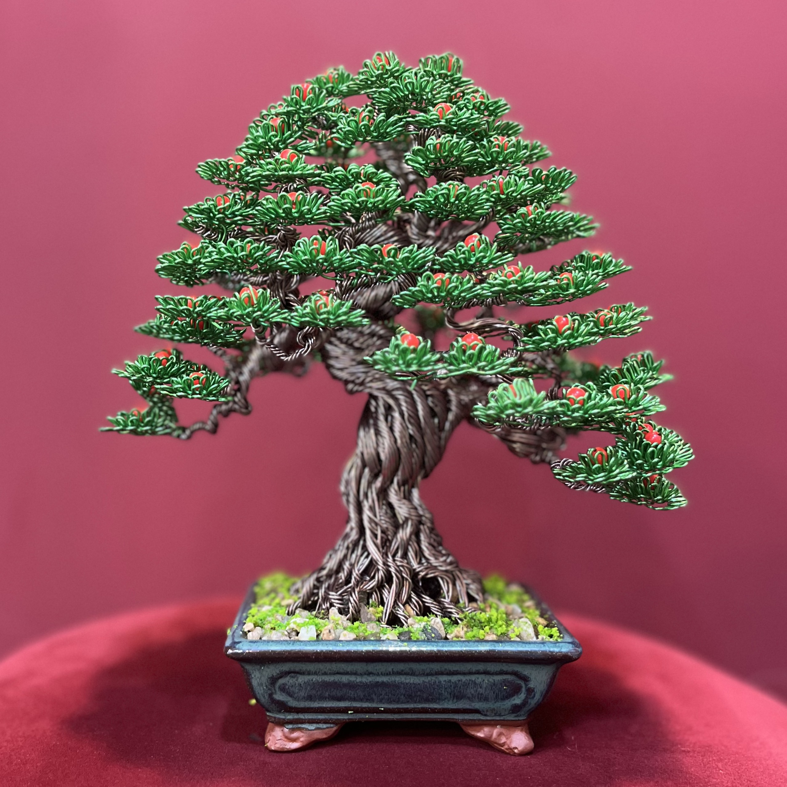 Happy Bonsai - Green With Beads