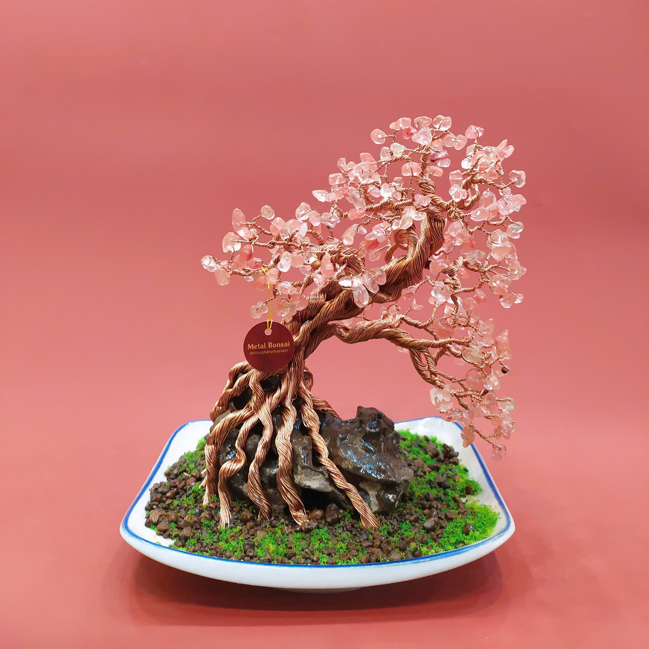 Cây đá thạch anh hồng rose quartz mệnh hỏa