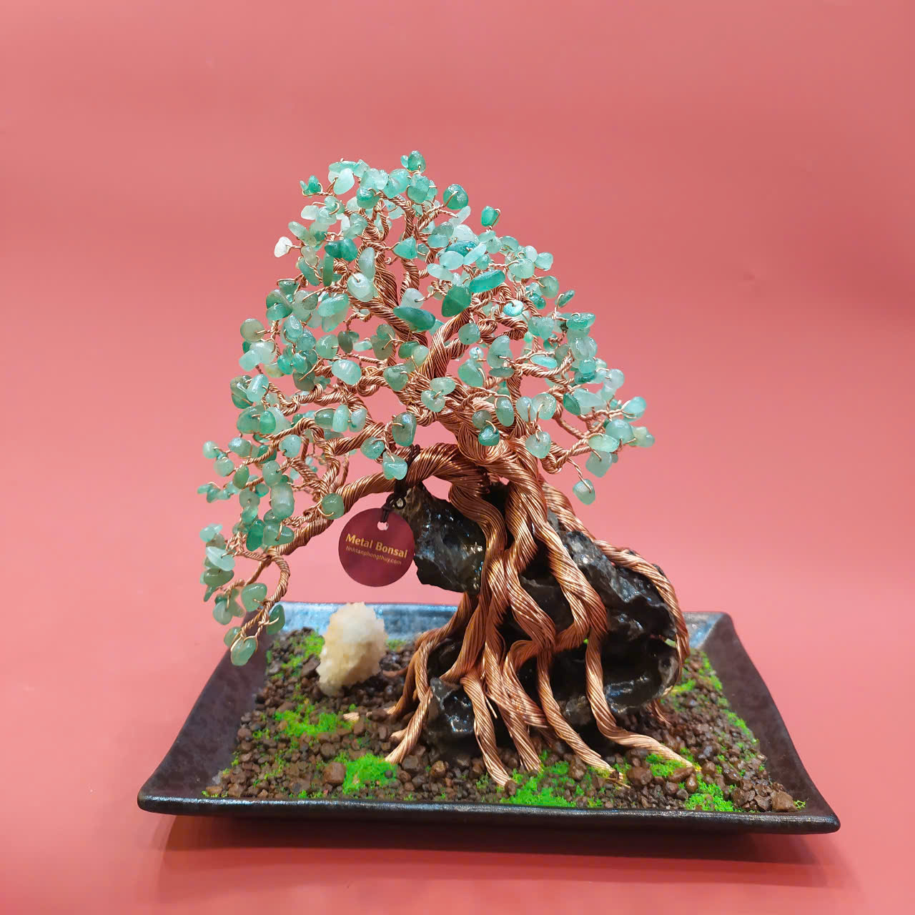 Cây đá quý green jade thạch anh xanh cho người mệnh mộc hỏa