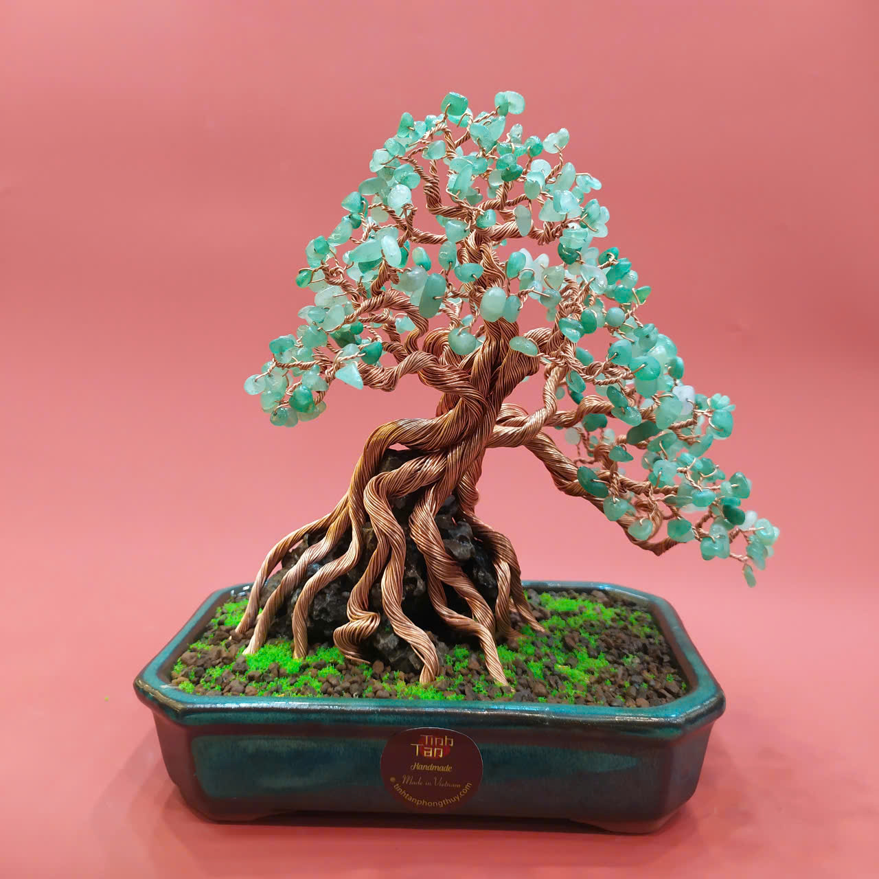 Cây đá quý green jade thạch anh xanh cho người mệnh hỏa mộc kim thổ