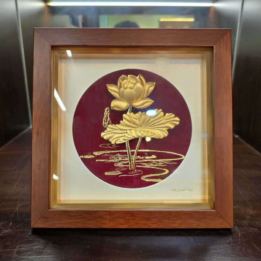 24K Gold-Plated Lotus Painting | Golden Lotus Artwork - Tinh Tan Art