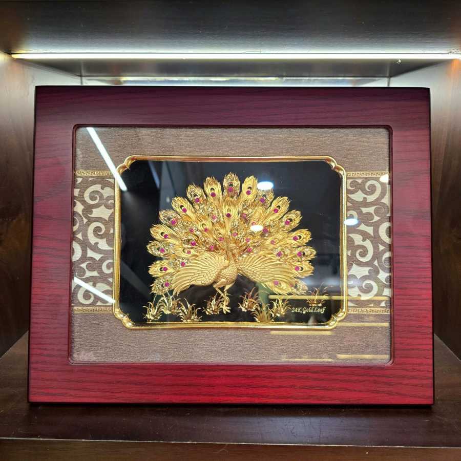 Golden Peacock Painting | Tinh Tan Art - Symbol of Prosperity and Elegance