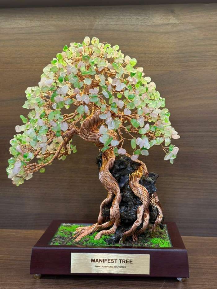 green agate mix rose quartz made by Tinh Tan Art