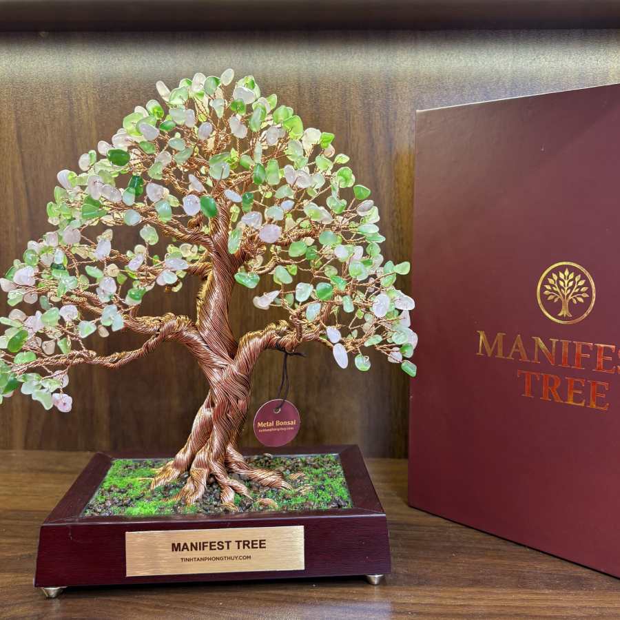Green Agate Mix Rose Quartz Manifest Tree - The Stone of Balance, Renewal & Abundance