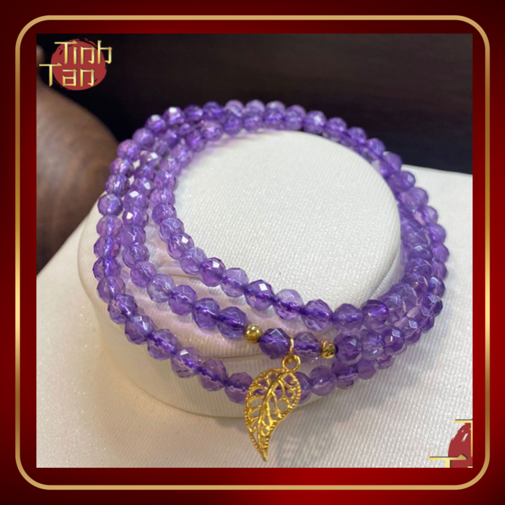 Thạch Anh Tím mix Lá Vàng