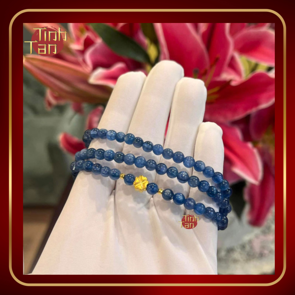 Kyanite mix cỏ 4 lá vàng 24k