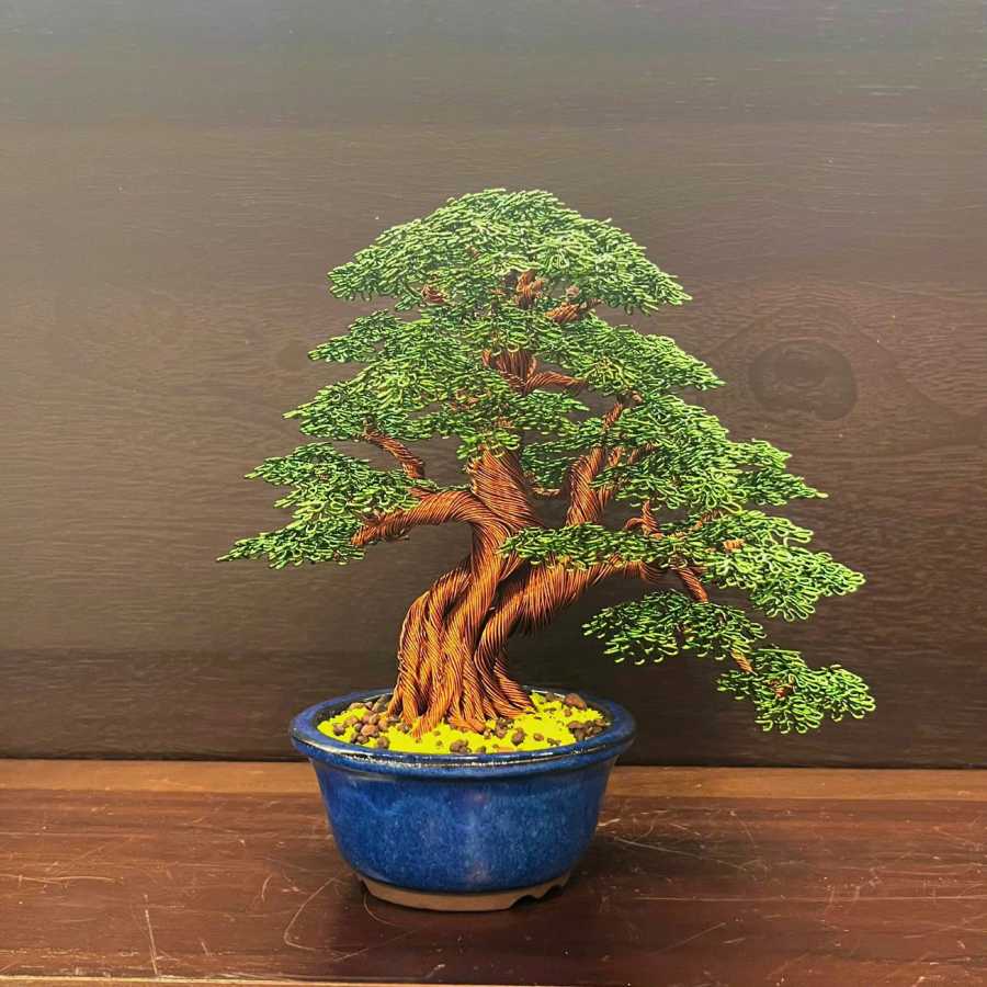 Copper Mini Bonsai - Dark Green Edition: A Touch of Tranquility and Strength