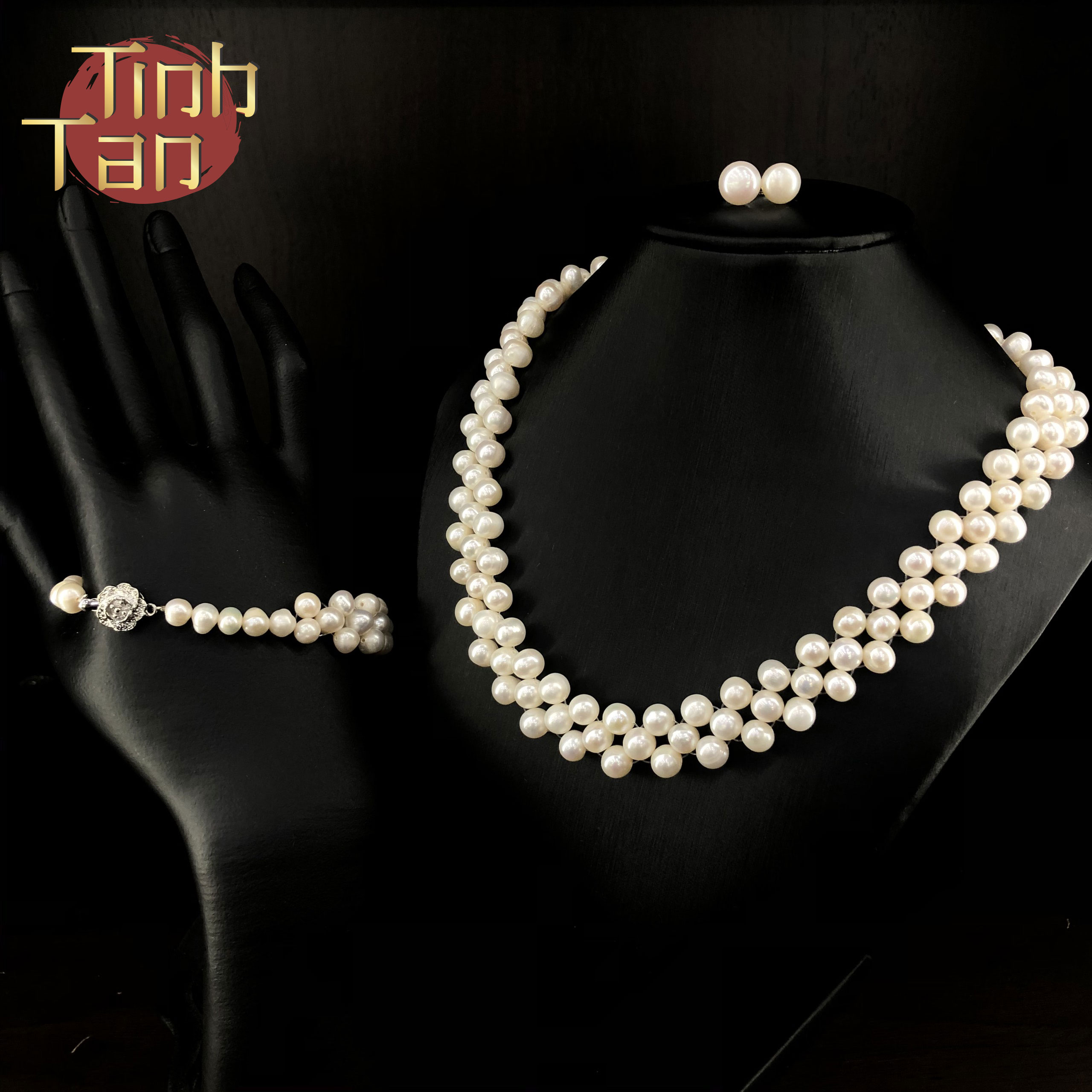 Set ngọc trai tết gạo trắng